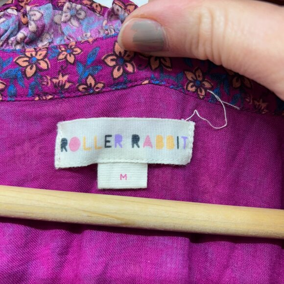 $198 Roller Rabbit Boho Purple Long Sleeve Augusta Garnet Midi Dress Medium - Picture 10 of 11